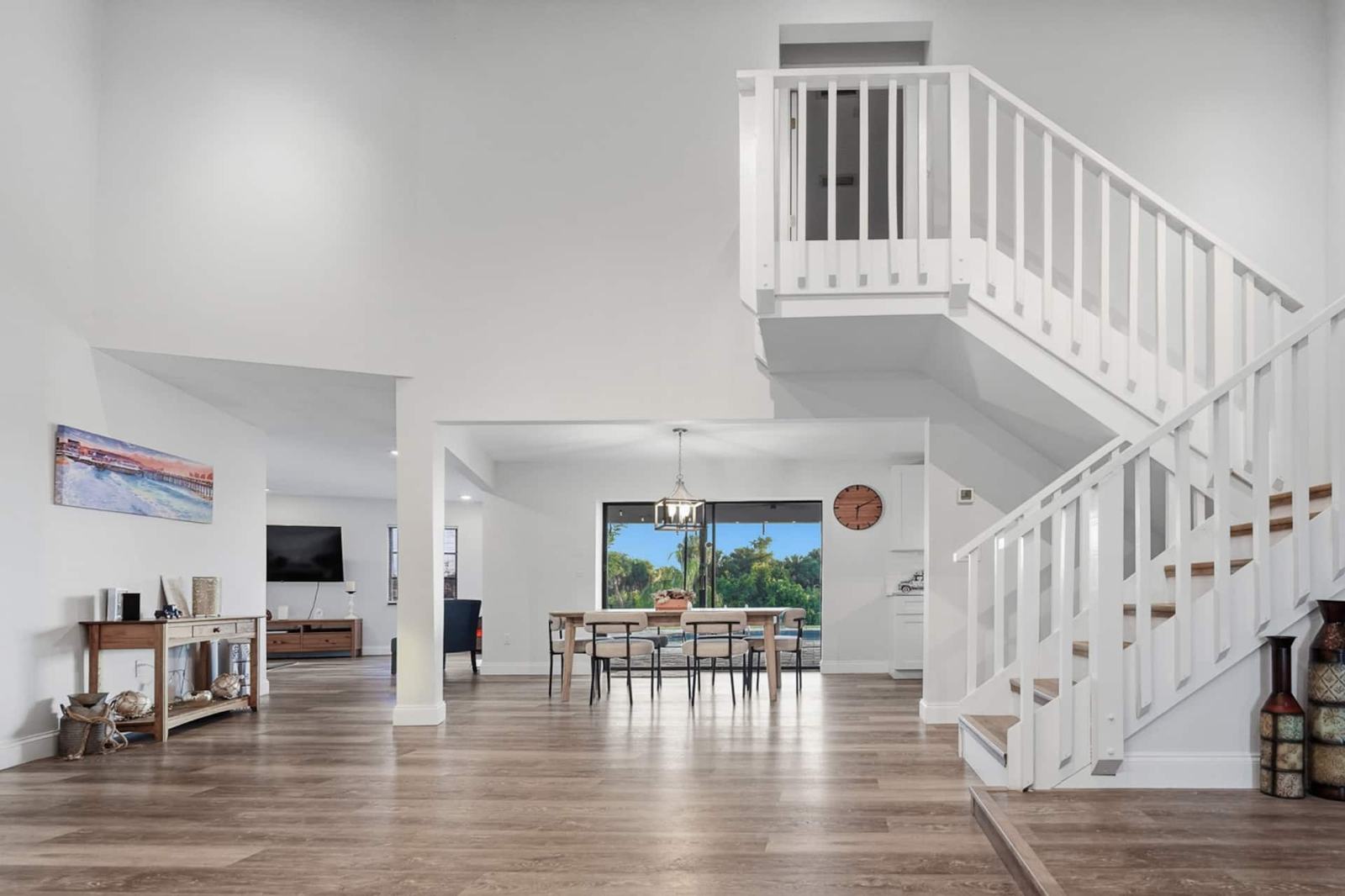 Open-plan main floor with staircase